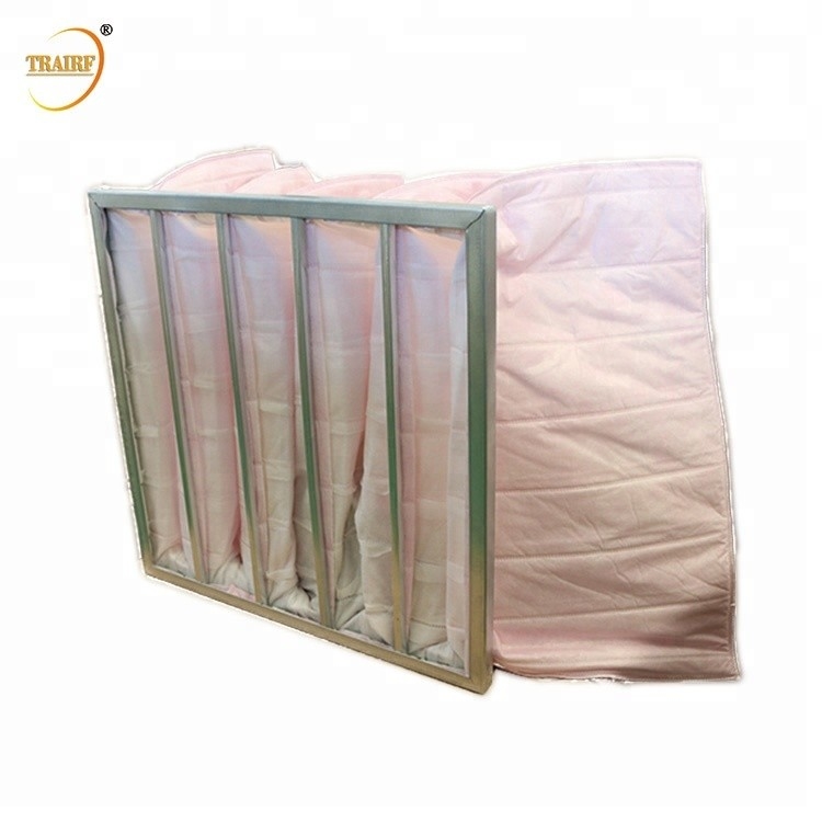 Glasfaser faltete AHU-Polyester-Taschen-Luftfilter für HVAC-System
