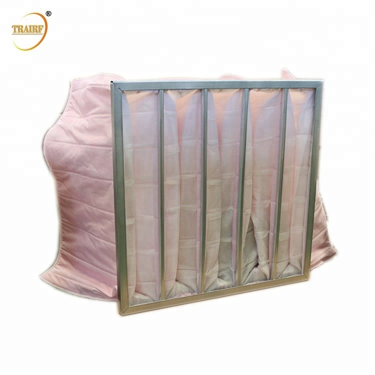 Glasfaser faltete AHU-Polyester-Taschen-Luftfilter für HVAC-System