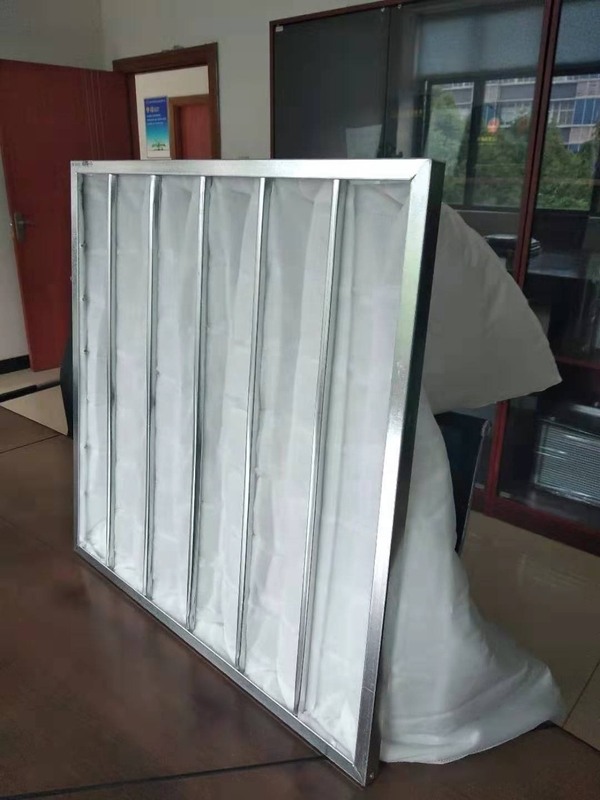 Galvanisierte Fiberglas-Beutelfilter-Luft des Stahlspant-95% für Handelslüftungsanlage
