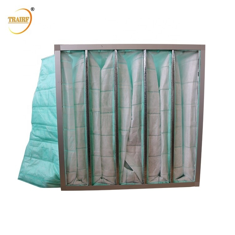 Galvanisierte Fiberglas-Beutelfilter-Luft des Stahlspant-95% für Handelslüftungsanlage