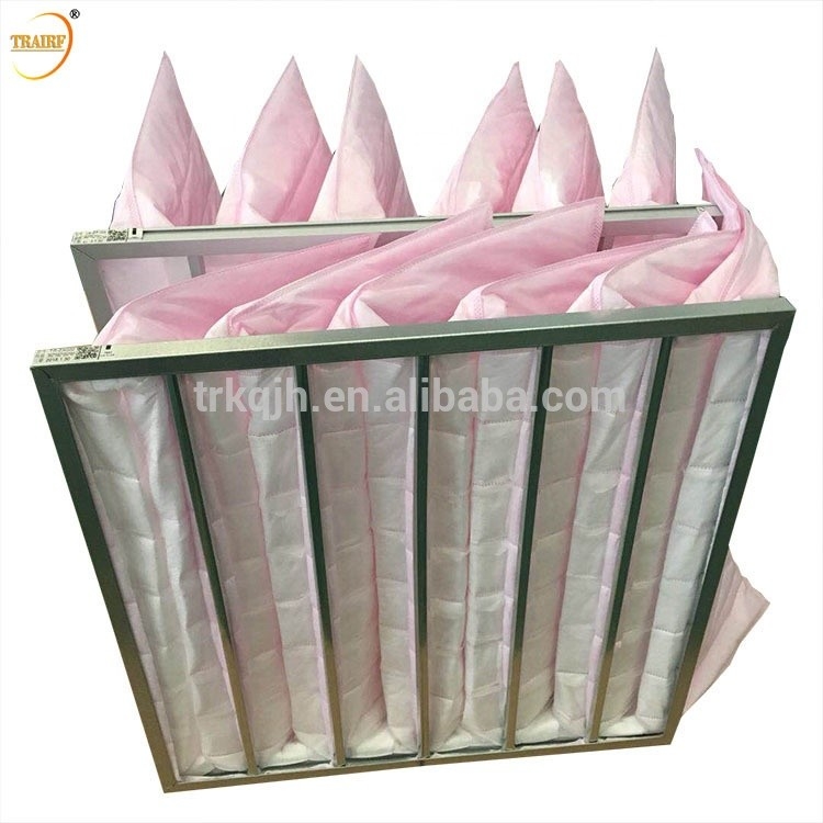 Glasfaser faltete AHU-Polyester-Taschen-Luftfilter für HVAC-System